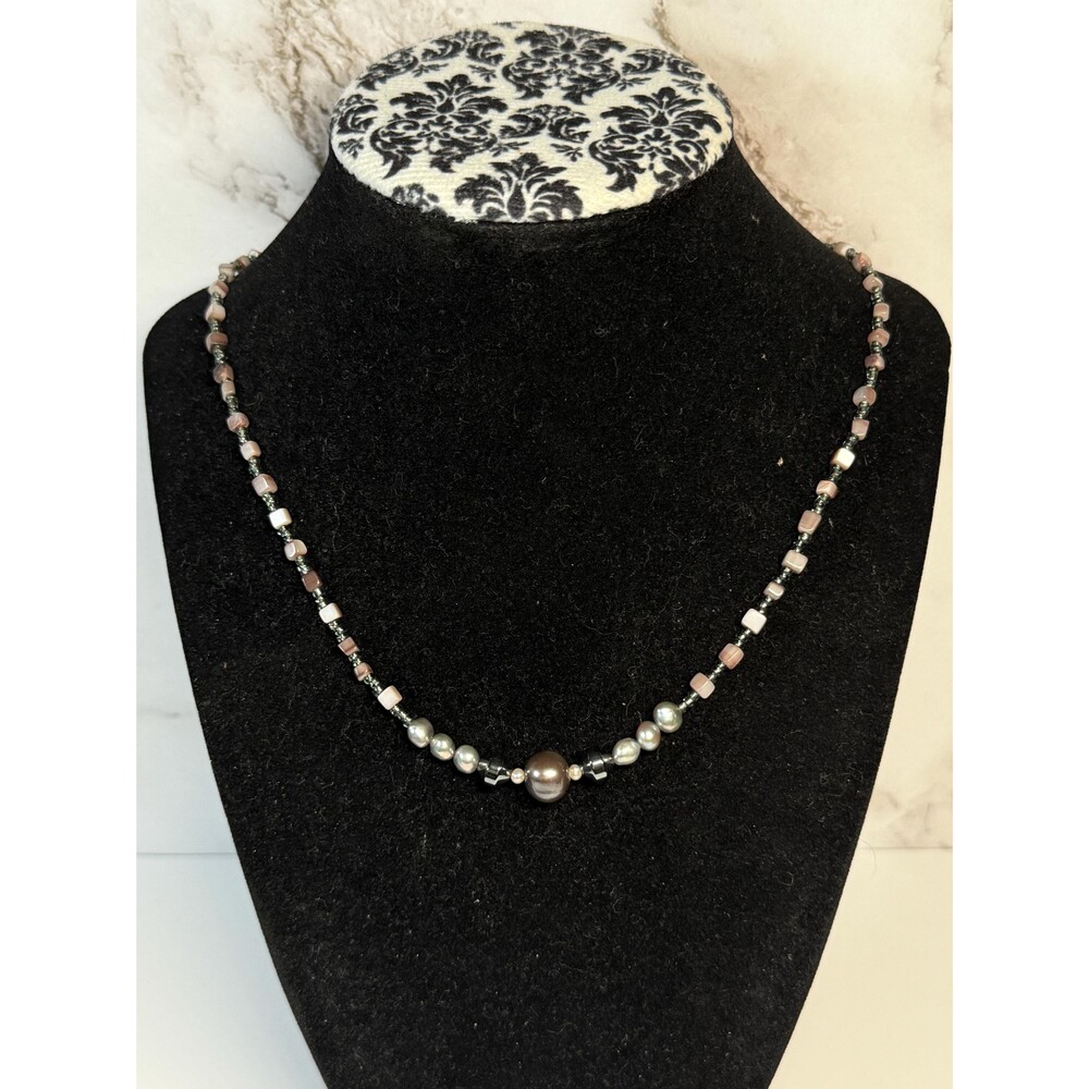 Vintage Silpada Sterling Silver Pearl Crystal Beaded Necklace 35 Inch